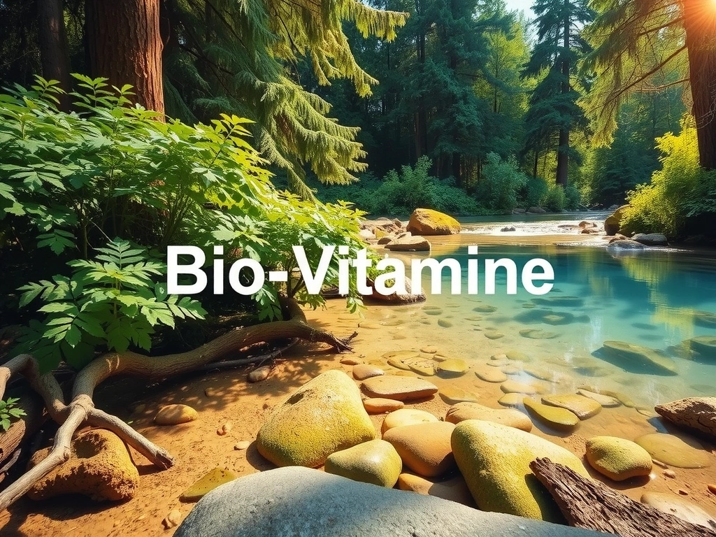 Peisaj natural seren, cu o pădure luxuriantă și un râu cristalin, simbolizând puritatea și originea naturală a ingredientelor Biovitamineb.